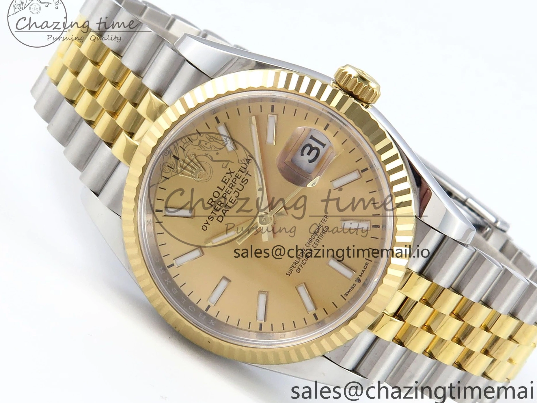 1225 Resilient DateJust 36 126233 EWEF Best Edition YG Stick Dial on SS YG Jubilee Bracelet A 624